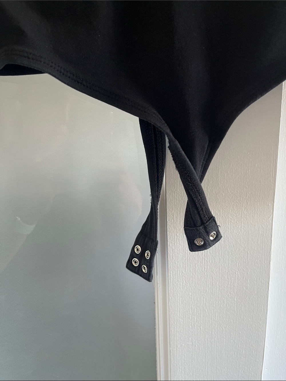 Guess Black Long-Sleeve Lace-Up V-Neck Bodysuit - Picture 5 of 7